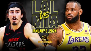 Los Angeles Lakers vs Miami Heat  Game Highlights | January 3, 2024 | FreeDawkin