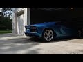 Azure Blue Lamborghini Aventador - Model's Cute Reaction