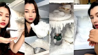 Solo Sun Girl Asmr White Ice Eating Frezeer Frost Eating