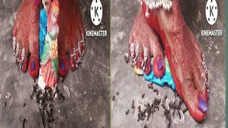 Durga Puja Spesal Alta Design With Ant Or Doll Crossing