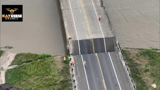 Drone video shows collapse of FM 787 over the Trinity Bridge in Liberty Co.