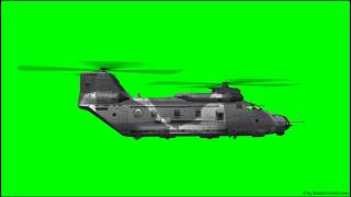 Helicopter Gunship Fly Green Screen 02 - Free Use
