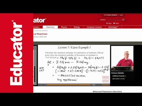 Enthalpy Of Combustion. Chemistry: Standard Enthalpy of Combustion/Formation. 5:43. Watch more free lectures and examples of Chemistry at www.educator.com Other subjects include