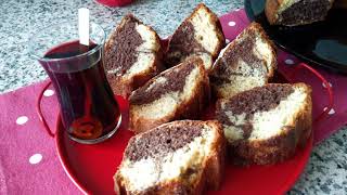 Kek Tari̇fleri̇ Basi̇t İki̇ Renkli̇ Yumuşacik Kek Alaca Kek Tari̇fi̇ 2 Renkli̇ Zebra Kek Tari̇fi̇