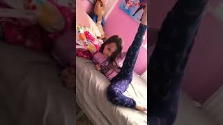 Little Sister Stretching For Online Gymnastics