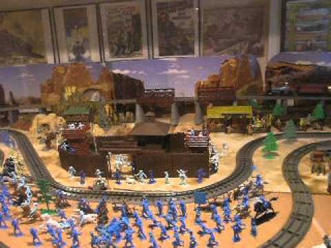 Old west "O" scale train layout lionel, mth Trains, &amp; marx playsets 