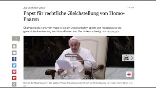 Papst für rechtl. Gleichstellung von Homo-Paaren. Sabbat vs. Sonntag wird folgen