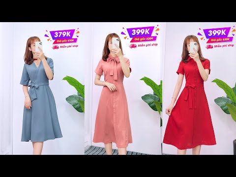 HỘI CHỊ EM PHÁT ĐIÊN Vì mẫu VÁY ĐẦM XÒE SƠ MI CỔ ĐỨC VÁY THIẾT KẾ DIANA 0836540659