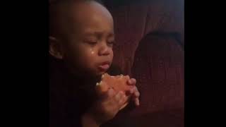 Baby Eating Burger and Crying -  