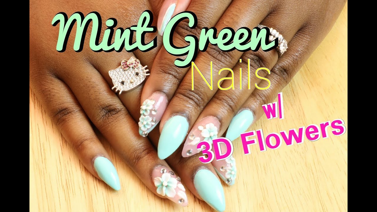 3. Mint Green Acrylic Nails - wide 2