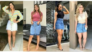 Outfits Con Faldas Jeans De Moda 2022 Looks Con Faldas Jeans Cortas Y Largas Moda Verano 2023