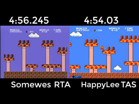 Super Mario Bros. TAS VS. RTA (4:56.245 by somewes, 4:54.03 by HappyLee.)