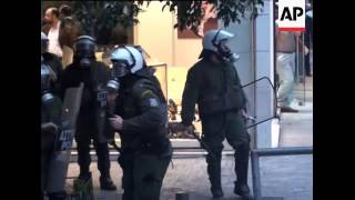 Riot Police Fire Tear Gas At Firefighters Protesting Over Job Status