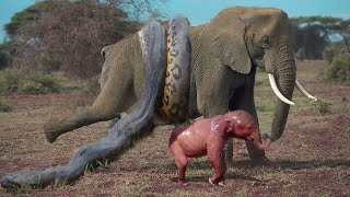 Elephant Vs Python Real Fight Mother Elephants Rescue Baby From Python Amazing Attack Of Animals