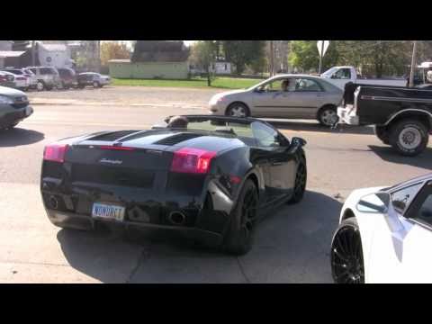Weird sounds from a blacked out Twin Turbo Lamborghini Gallardo Spyder by