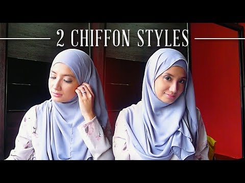 2 CHIFFON HIJAB STYLES | Sweet and Trendy Korean Chiffon Shawl Tutorial - YouTube