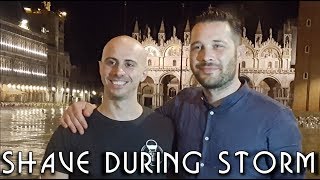 Street Barber Head Shave In Venice With Mage During Storm - Asmr No Talking