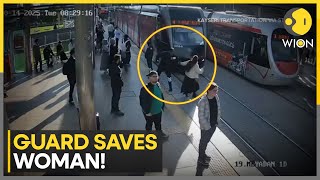 Watch Guard Saves Woman Wearing Earphones From Tram Accident Wion