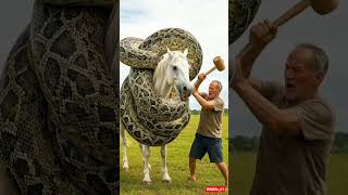 Unbelievable Heroism 72-Year-Old Man Saves Horse Coiled By Giant Python