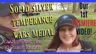 19th Century Solid Silver Temperance Wars Medal plus Giant Silver Ring Found