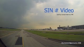 Landing at Singapore Changi Intl airport (SIN-WSSS) Singapore (Cockpit view)