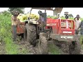 Swaraj 960 FE stuck in mud with heavy load/Farmtrac pulling swaraj 960/mahindra 275 Swaraj 960 FE stuck in mud with heavy load/Farmtrac pulling swaraj 960/mahindra 275