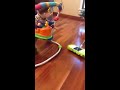 baby laughing at dust mop so funny!