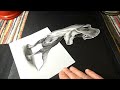 Trick Art, Drawing 3D T-Rex, Time Lapse
