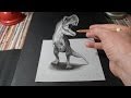 Trick Art, Drawing 3D T-Rex, Time Lapse