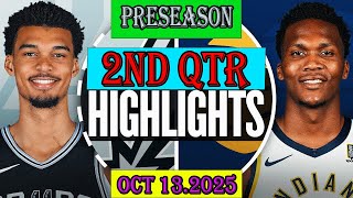 Indiana Pacers Vs San Antonio Spurs 2Nd Qtr Oct 13.2025 Highlights Nba Preseason