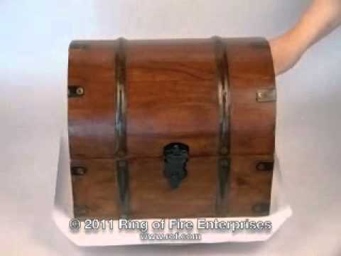 Demonstration of our Wood Domed Treasure Chest Box with Metal Accents