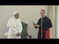 Pope Francis thanks Cardinal Bertone as he ends service