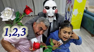 Maskeli̇ İle Squid Game Beyaz Gül Kirmizi Gül Oyunu Davul Zurna 1 2 3