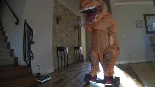 Woman Dressed In T-Rex Costume Crashes Into Wall While Riding Hoverboard - 1110510