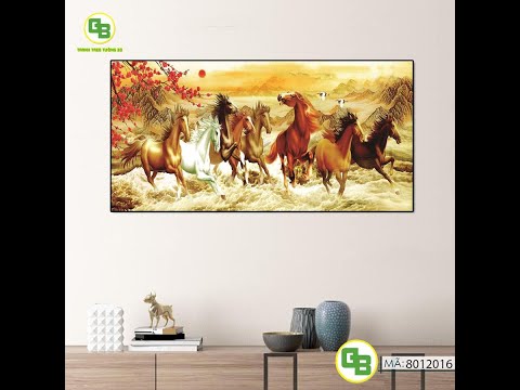 Tranh treo tường phòng khách 3D - Bộ tranh Mã Đáo Thành Công - Kích thước 80x120 hoặc 60x120