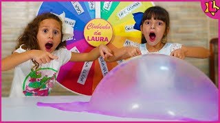 Desafio De Slime Na Roleta Com Valentina Ponte E Laurinha E Helena