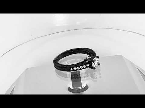 GIA Certified Diamond Engagement Ring 0.75 Carat 14K Black Gold Vintage Antique Style Handmade GIA Certified Diamond Engagement Ring 0.75 Carat 14K Black Gold Vintage Antique Style Handmade