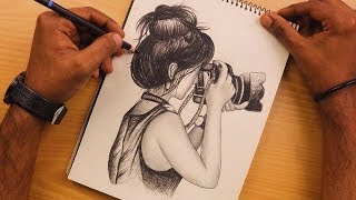 Play this video How to Draw a Girl is holding the camera with pencil sketch  Learn to Draw  Sketching Video
