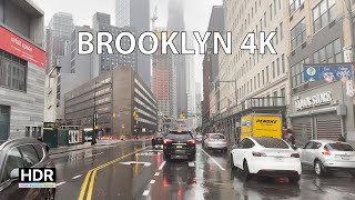 Rainy Brooklyn 4K - Driving Downtown - New York City Usa