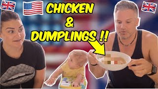FIRST TIME British Family Cooks American Chicken & Dumplings - So Good !!😋👍