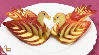 How to Make Apple Swan Garnish - Fruit Carving  For Beginners