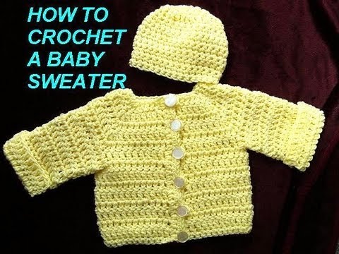 How to crochet a BABY CARDIGAN SWEATER JACKET, Part 1 - YouTube