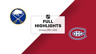 Nhl Highlights Sabres Vs. Canadiens October 20, 2025