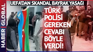 Türkiye - Ermenistan Maçı Öncesi Türk Polisi Azerbaycan Bayrağını Öperek Teslim 