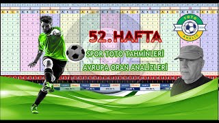 52. Hafta Spor Toto Tahminleri, Oran Izi Ve Maç Izi Istatistikleri