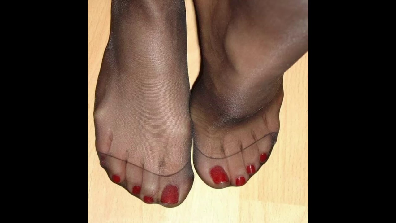 Tan nylon feet worship