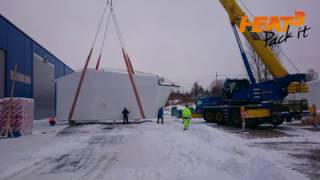 Installing prefab shrink wrap bag for modular houses modules