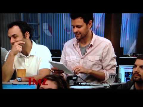 TMZ 5th August 2013. Leaving Mr Chow in Beverly Hills writer-director Joshua Newton and actress Charlotte Kirk are interviewed on their forthcoming OJ Simpso...