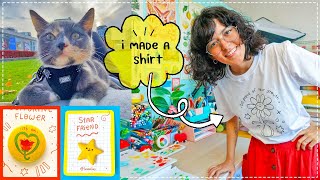 Making a shirt 👕 Clay pins, Painting and more! 🌳✨