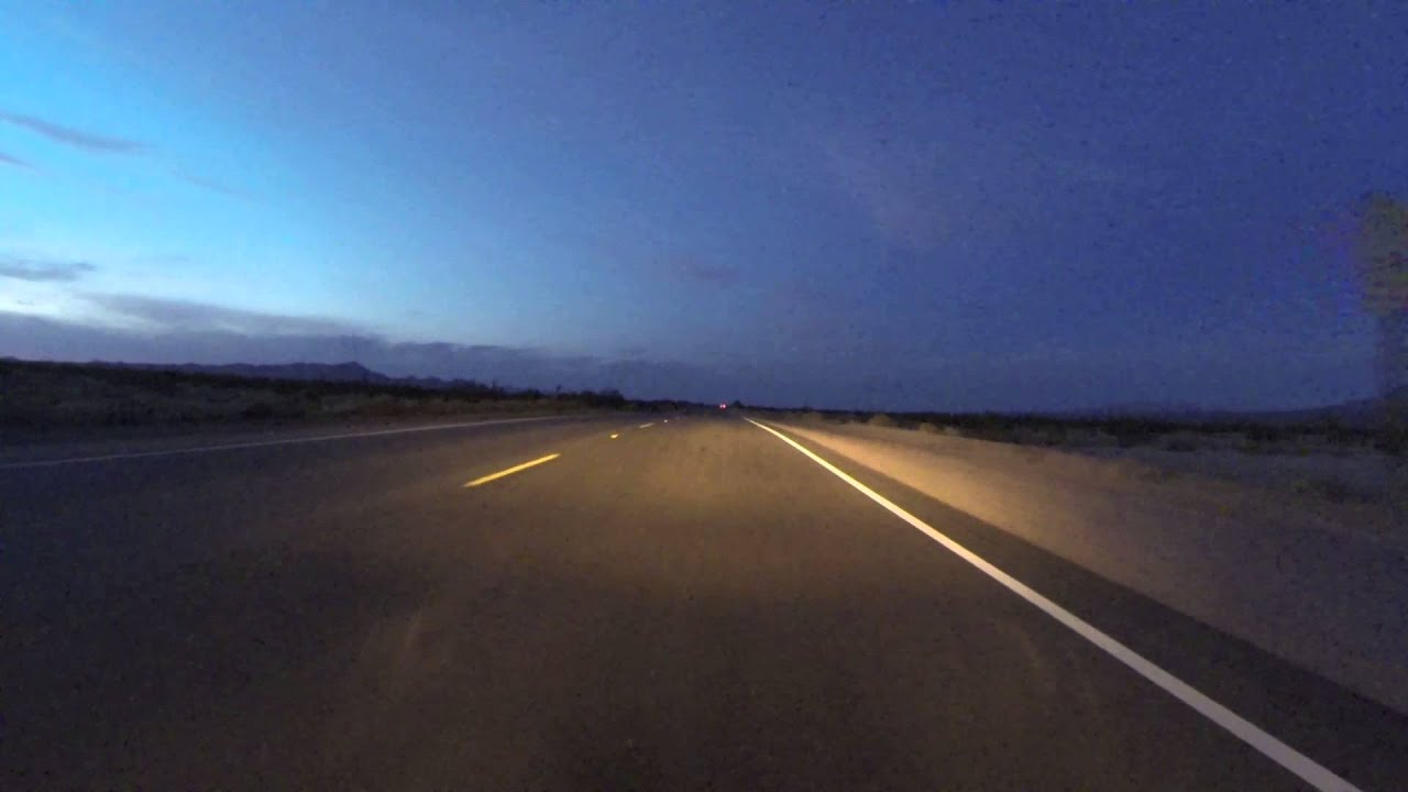North of Needles, California dark drive toward Searchlight, Nevada, on